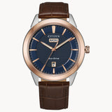Citizen AW0096-06L Rolan Corso – Men’s Eco-Drive Rose Gold Navy Dial Brown Leather Strap Watch