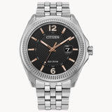 Citizen AW1740-54H Corso – Men’s Eco-Drive Stainless Steel Grey Dial Rose Gold Accent Watch