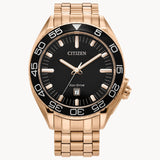 Citizen AW1773-55E Carson Sport Luxury – Men’s Eco-Drive Rose Gold Stainless Steel Black Dial Sapphire Crystal Watch