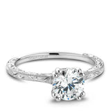 Noam Carver B004-02WME-050B – Vintage-Inspired Semi-Mount Engagement Ring, 14K White Gold with Diamond Accents