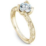 Noam Carver B019-02YEA Vintage Inspired Floral Solitaire Engagement Ring Setting – 14K Yellow Gold