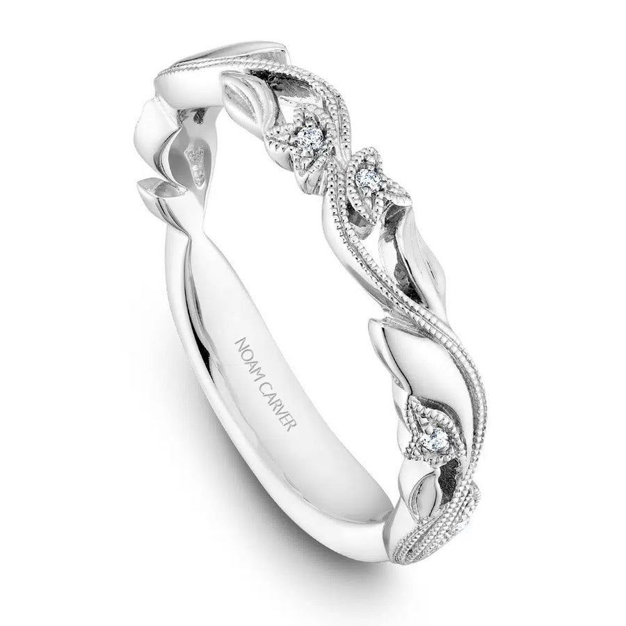 Noam Carver Matching Band in White Gold with 6 Round Diamonds, TCW 0.02 ct