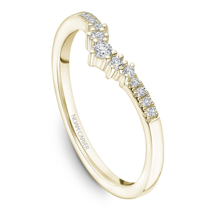 14KY Contour Round Petal Prong Wedding Band