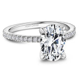 Noam Carver B372-02A  14K White Gold Oval Hidden Halo Diamond Engagement Ring with Pavé Shank