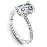 Noam Carver B372-02A  14K White Gold Oval Hidden Halo Diamond Engagement Ring with Pavé Shank