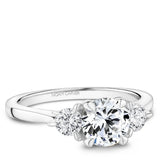 Noam Carver B373-01 Three-Stone Cathedral Engagement Ring – 14K/18K Gold or Platinum, Diamond Accents