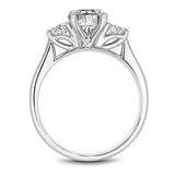 Noam Carver B504-01WM-100A Three-Stone Engagement Ring – 14K/18K Gold or Platinum, Diamond Accents