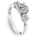Noam Carver B504-01WM-100A Three-Stone Engagement Ring – 14K/18K Gold or Platinum, Diamond Accents