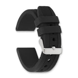 Quality Gold 22mm Black Textured Silicone Rubber Watch Band – Stainless Steel Buckle (BA216)