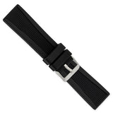 Quality Gold 22mm Black Textured Silicone Rubber Watch Band – Stainless Steel Buckle (BA216)