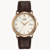 Citizen BM7193-07B Corso – Men’s Eco-Drive Rose Gold Stainless Steel Ivory Dial Brown Leather Strap Watch