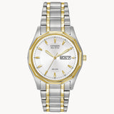Citizen BM8434-58A Corso – Men’s Eco-Drive Two-Tone Stainless Steel White Dial Day-Date 37mm Watch