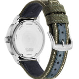 Citizen BM8590-01E Urban/Garrison – Men’s Eco-Drive Stainless Steel Black Dial Green Canvas Strap Field Watch