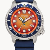 Citizen BN0169-03X Promaster Diver – Men’s Eco-Drive Stainless Steel Orange Dial Blue Bezel 200M Dive Watch