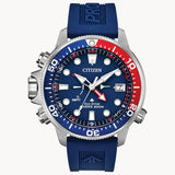 Citizen BN2038-01L Promaster Aqualand – Men’s Eco-Drive Stainless Steel Blue Dial Pepsi Bezel Depth Meter 200M Dive Watch