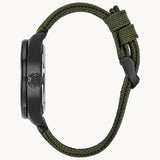 Citizen BU2055-16E Chandler Eco-Drive – Men’s Black Ion-Plated Stainless Steel Black Dial Green Cordura Strap Multifunction Watch