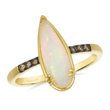 14K Yellow Gold .07cttw Diamond, 1.10ct Opal Ring