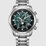 Citizen BY1010-57X Stainless Steel Eco-Drive Men’s Watch – Green Dial Chronograph (Model BY1010-57X)