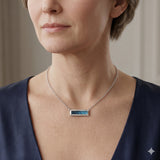 Bellarri Eternal Love Collection – 14K White Gold Station Pendant Necklace with 1.53cttw Swiss & London Blue Topaz and 0.14cttw Diamonds (P2168W14/BT)