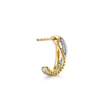 Gabriel & Co. EG15488M45JJ – 14K White & Yellow Gold Criss-Cross Diamond Huggie Earrings (0.31 ct)