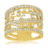 Royal C7890D 14K Yellow Gold Modern Multi-Row Diamond Fashion Ring – 0.84 CTW