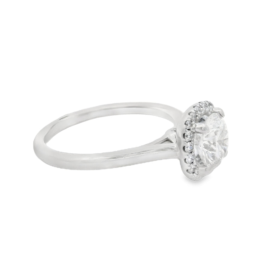 GIA Certified Simple Halo Diamond Engagement RIng