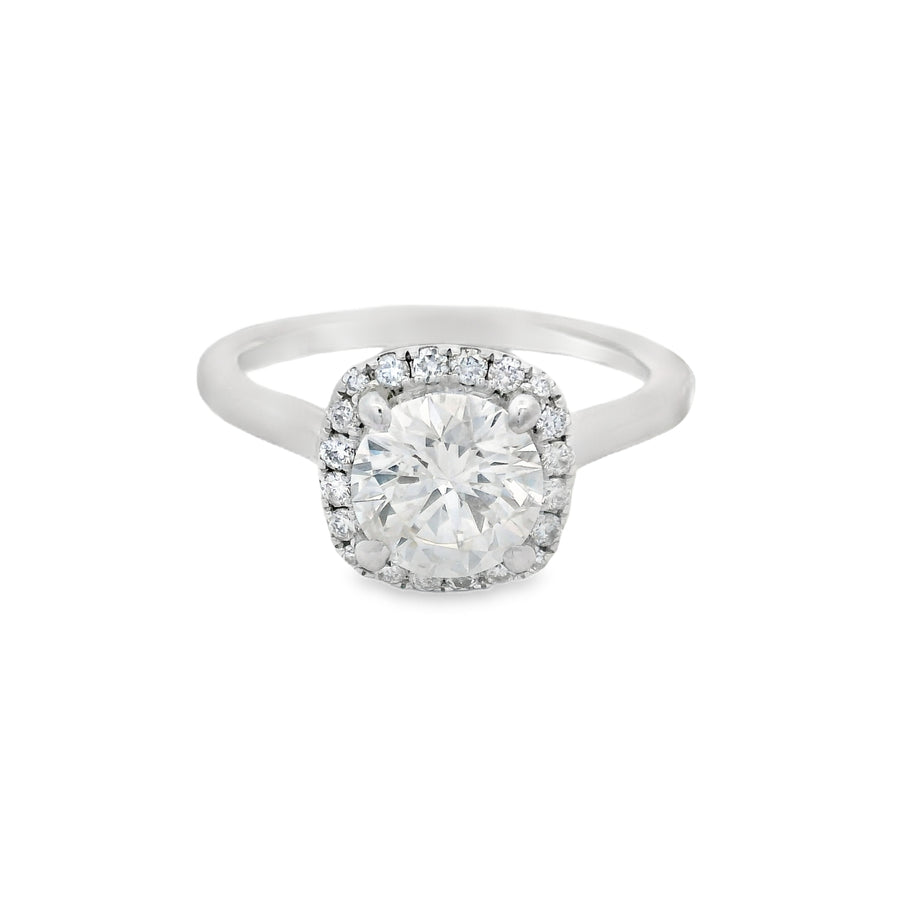 GIA Certified Simple Halo Diamond Engagement RIng