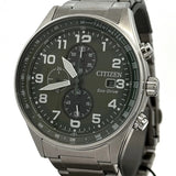 Citizen CA0770-56X Brycen Chronograph – Men’s Eco-Drive Stainless Steel Green Dial 100M WR Watch
