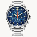Citizen CA4211-72L Avion Eco-Drive Chronograph – Men’s Stainless Steel Blue Dial 100M WR Pilot Watch