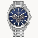 Citizen CA4510-55L Peyten Eco-Drive Chronograph – Men’s Stainless Steel Blue Dial Sapphire Crystal 100M WR Watch