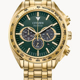 Citizen CA4542-59X Carson Chronograph – Men’s Eco-Drive Gold-Tone Stainless Steel Green Dial Sapphire Crystal 100M WR Watch