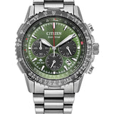 Citizen Promaster Navihawk Eco-Drive Chronograph CA4664-60W – Green Dial, Stainless Steel Bracelet