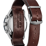 Citizen CA4747‑05L Eco‑Drive Terra Force Chronograph Watch – Blue Dial, Brown Leather Strap