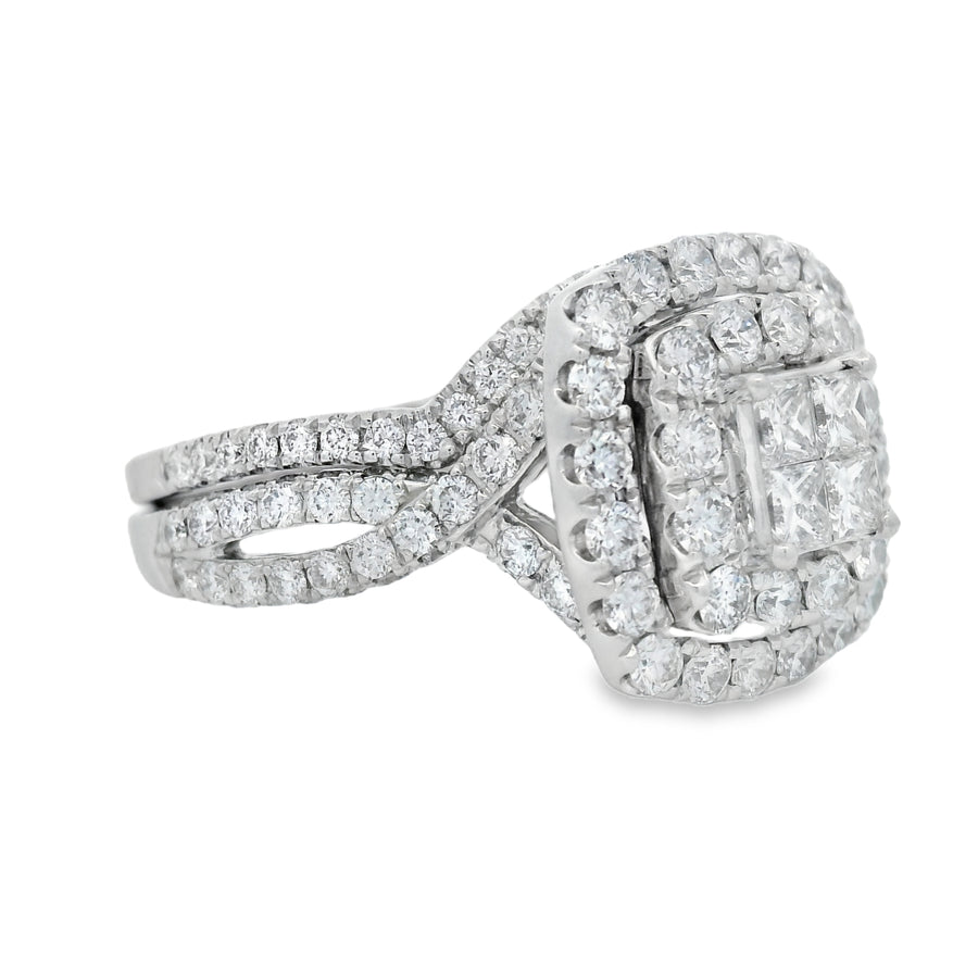 3CTW Double Halo White Gold Quad Diamond Bridal Set