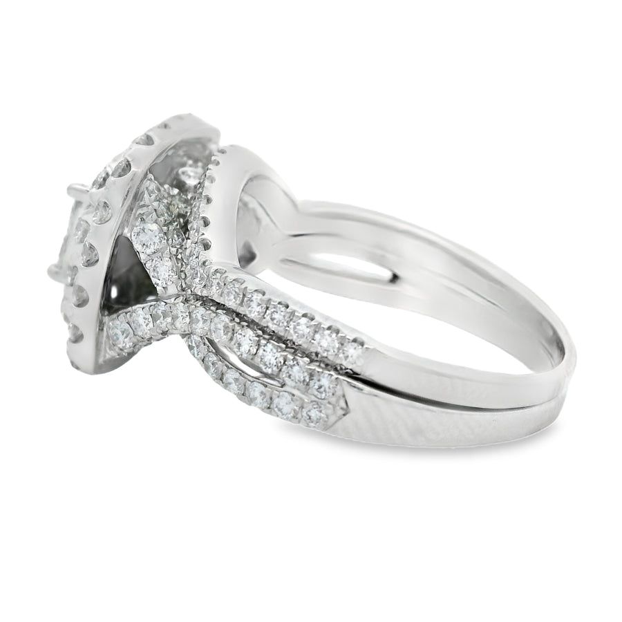 3CTW Double Halo White Gold Quad Diamond Bridal Set