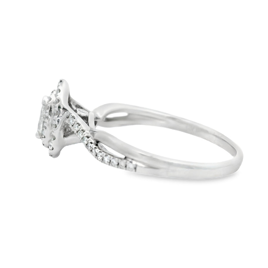 White Gold Pear Double Halo Diamond Engagement Ring