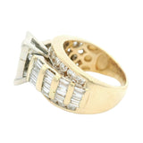 14K Yellow Gold Geometric Design Diamond Engagement Ring