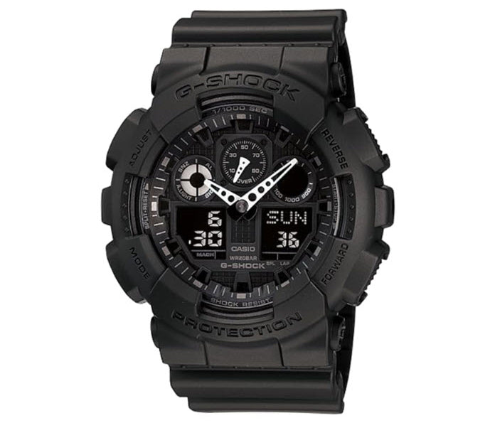 Black Casio G-Shock watch on a white background