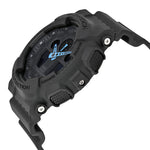 Black Casio G-Shock watch with blue logo on a white background