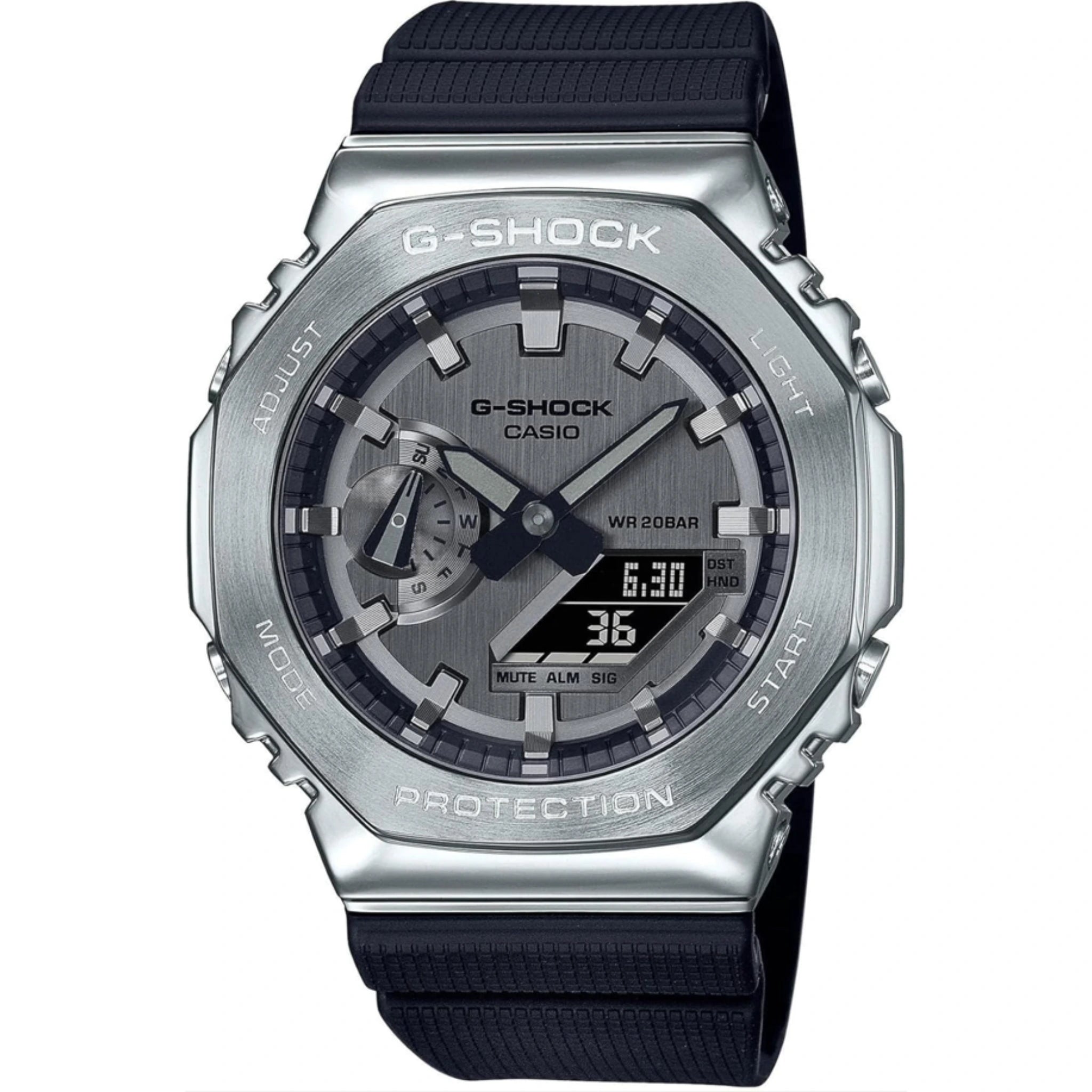 G-Shock Casio watch with black strap on a white background