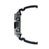 Close-up of a watch band and buckle on a white background