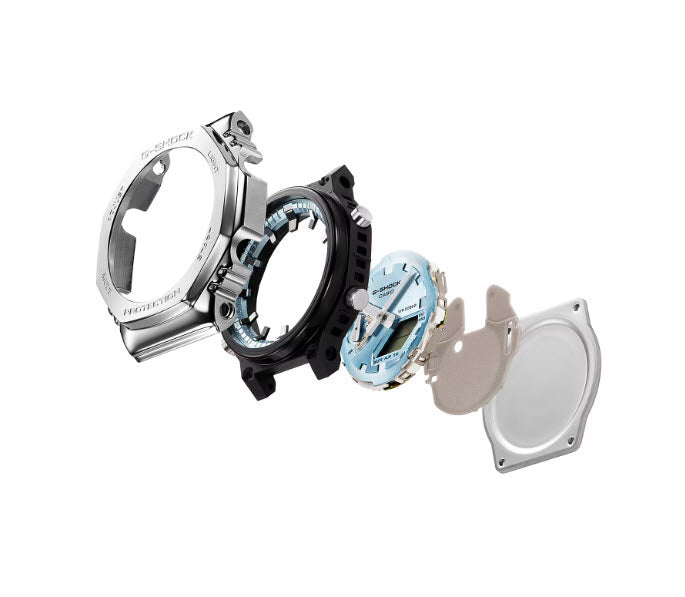 Set of watch cases in different colors on a white background