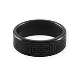 ELYSIUM KRATOS - SOLID BLACK DIAMOND RING - CELTIC LASER PATTERN
