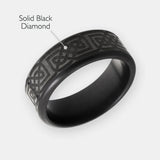ELYSIUM KRATOS - SOLID BLACK DIAMOND RING - CELTIC LASER PATTERN