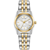 Citizen Mens Eco-Drive Silver Bezel With White Pearl Face