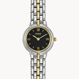 Citizen Eco-Drive Corso EW9334-52E – Two-Tone Stainless Steel, Black Dial, Ladies’ Watch