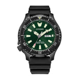 Citizen Promaster Diver NY0155-07X – Automatic Stainless Steel Case, Green Dial, Black Rubber Strap, 200M ISO-Certified Dive Watch