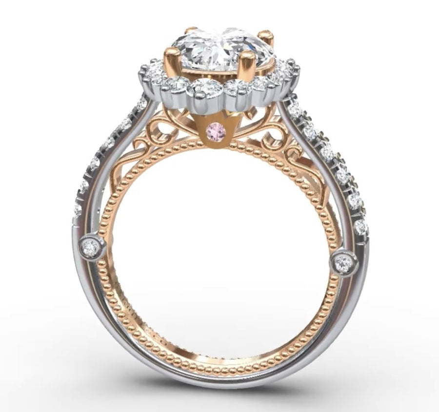 Gabriel & Co. Custom CAD 06374-01 – 14K Two-Toned Rose & White Gold Diamond Semi-Mount Engagement Ring