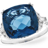 Allison Kaufman Co. – 14K White Gold Ring with 9ct London Blue Topaz & 0.25cttw Diamonds (D5938)