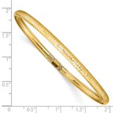 Quality Gold 14k Polished Textured 4.00mm Flexible Oval Bangle Bracelet